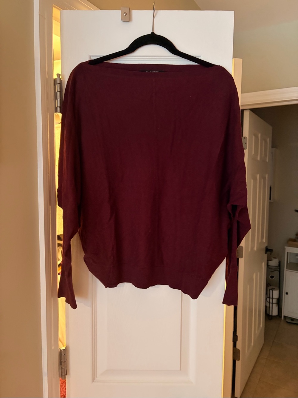 AllSaints Deep Wine Boatneck Sweater